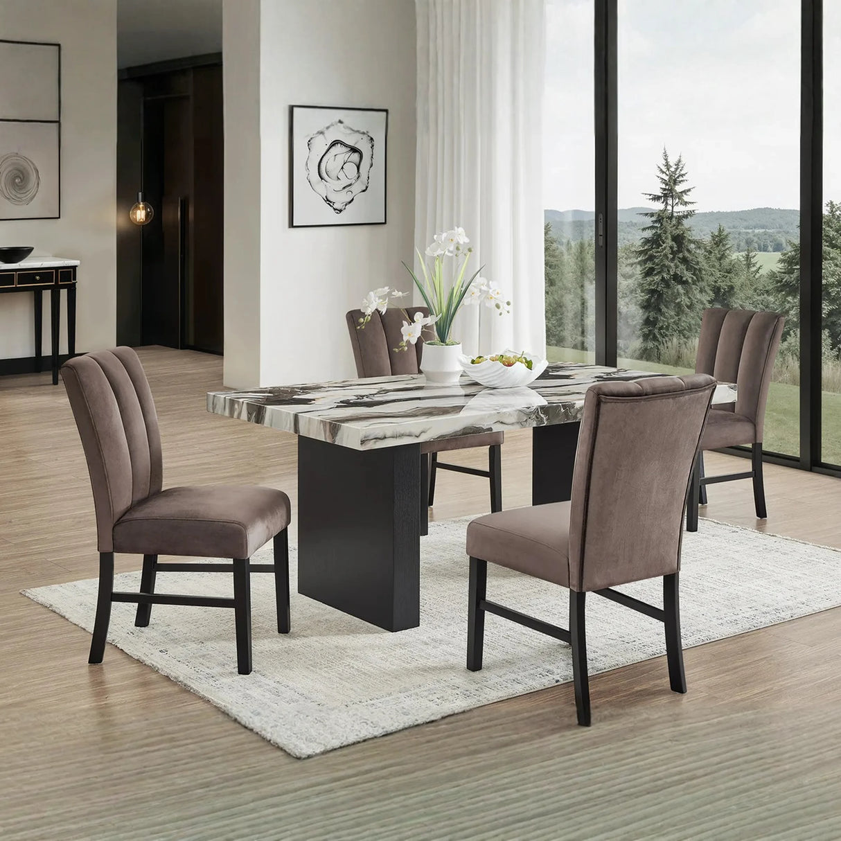 Vega 6-Piece Faux Marble Dining Set | Tampa, Orlando & Fort Myers Store | $999