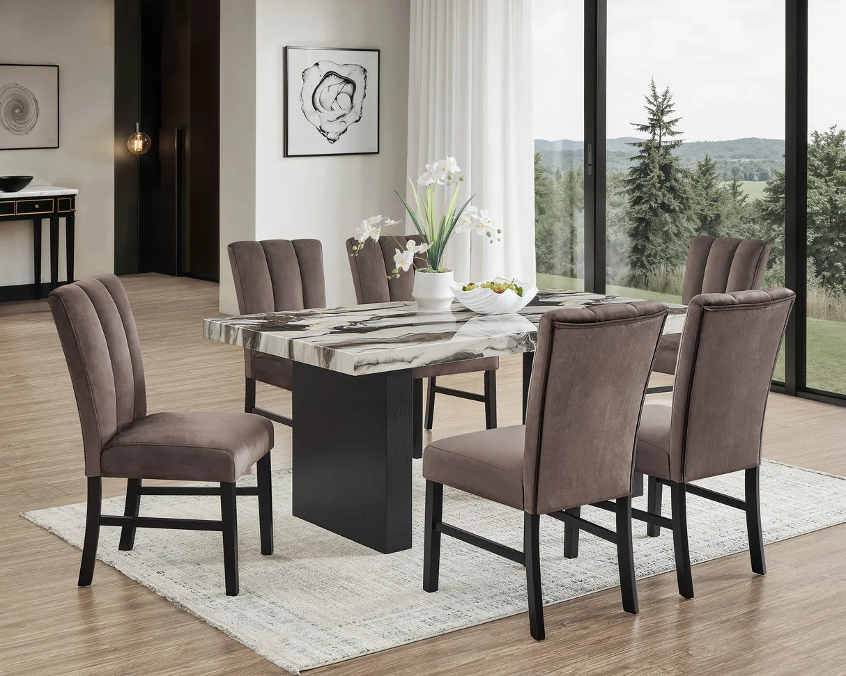 Vega 6-Piece Faux Marble Dining Set | Tampa, Orlando & Fort Myers Store | $999