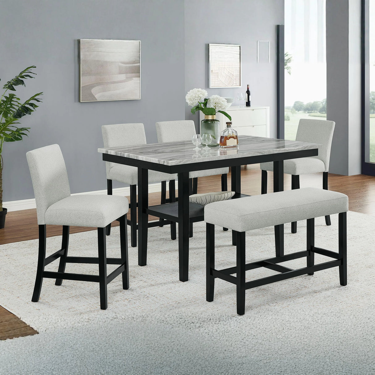 Marbel 6-Piece Faux Marble Counter Height Dining Set | Tampa, Orlando & Fort Myers | $799