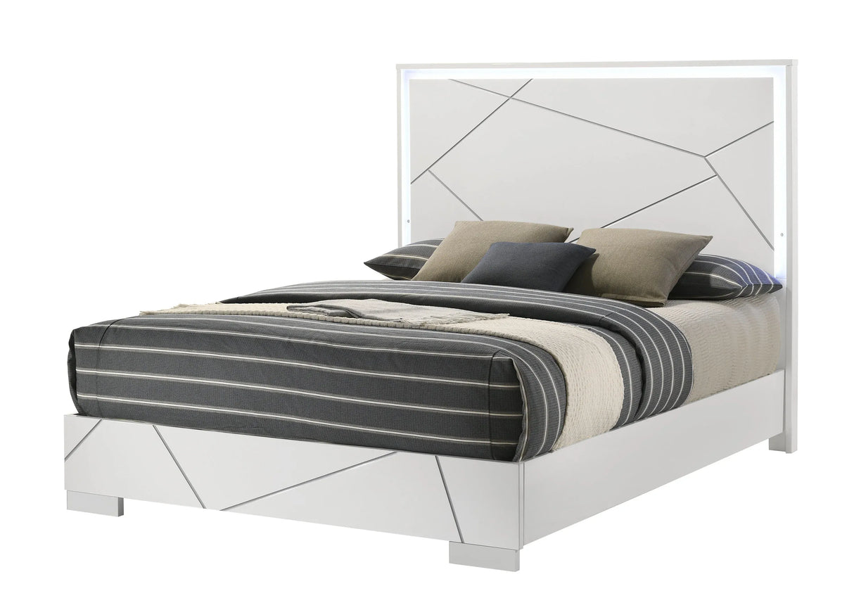 Ayla Modern White Bedroom Set with LED | Ocean Furniture Tampa