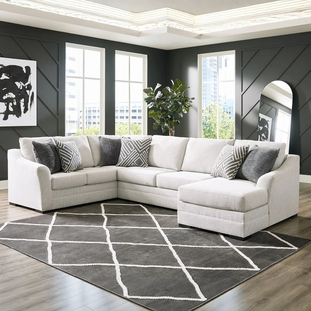 Koralynn 3-Piece Sectional with Chaise - Performance Fabric | Furniture Store