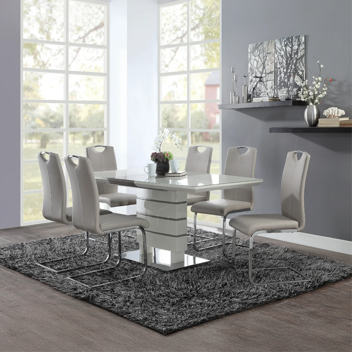 Glissand High Gloss Dining Set | Furniture Store in Tampa, Orlando & Fort Myers | $999
