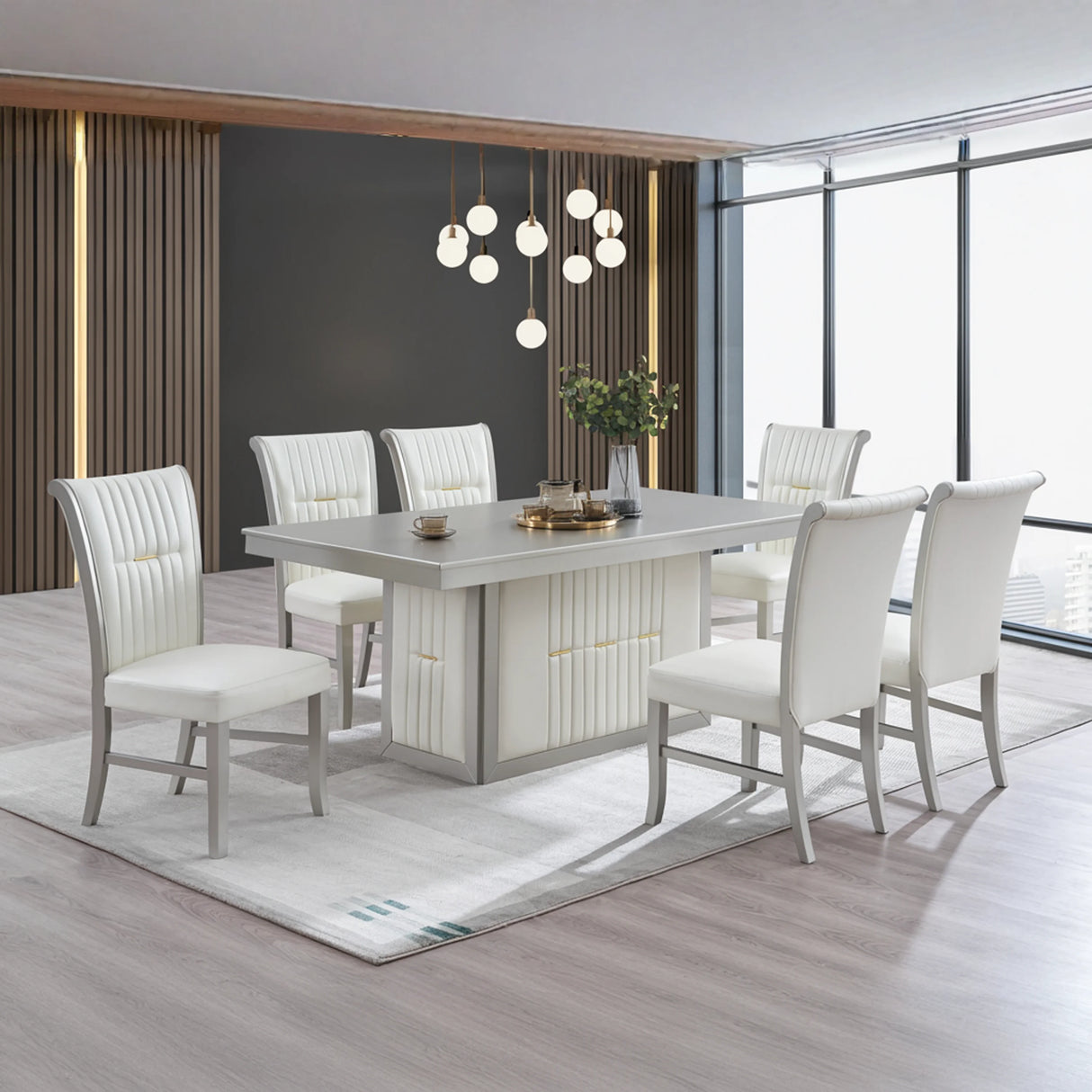 Mozart 7-Piece Dining Set | Champagne, Black & White | Tampa, Orlando & Fort Myers | $1,199