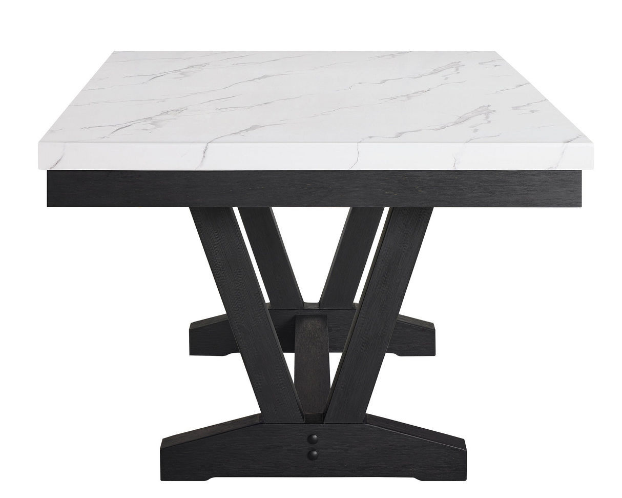 Vance Faux Marble Dining Set with Bench - Ocean Furniture Tampa