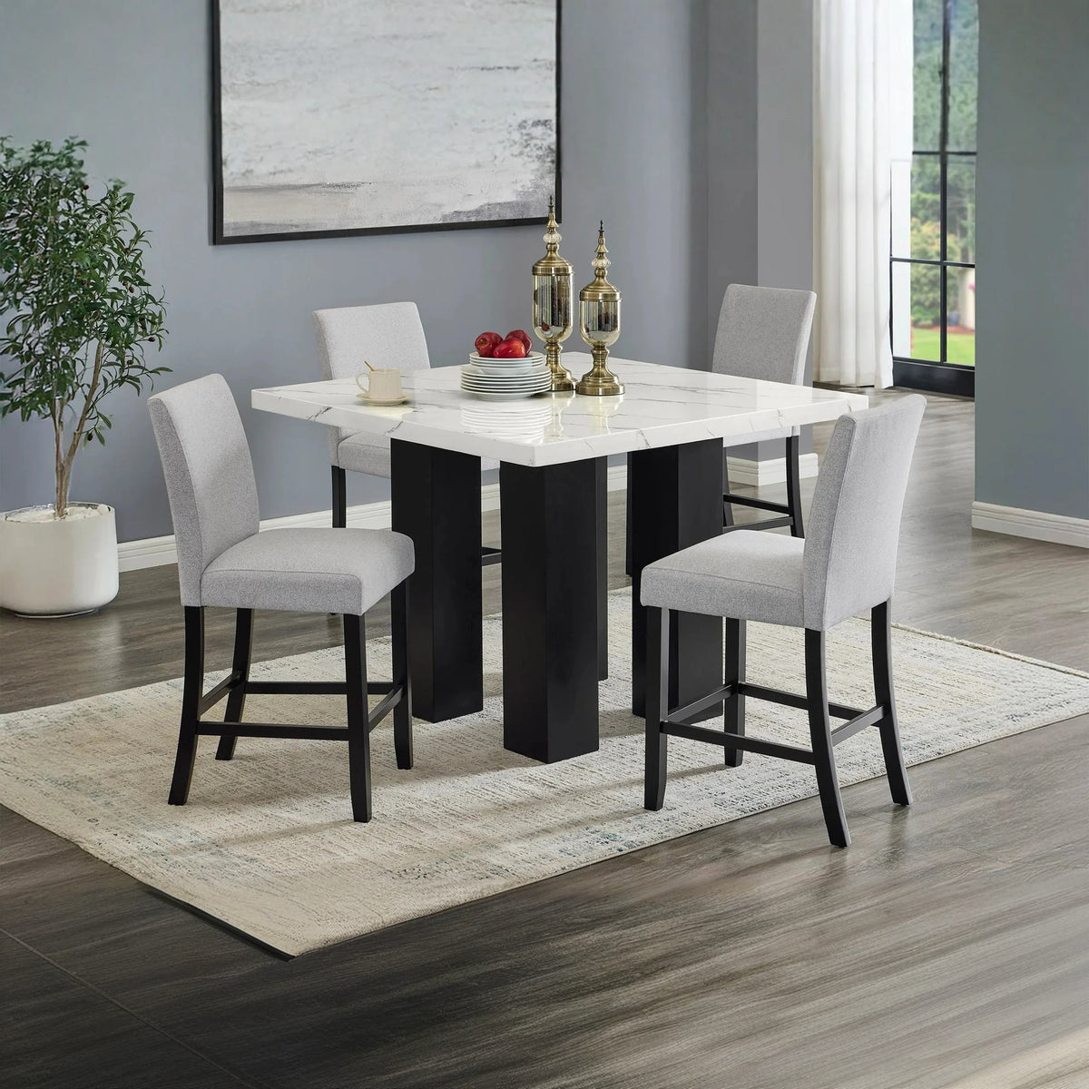 Parkside Counter Height Marble-Look Dining Set | Tampa, Orlando & Fort ...