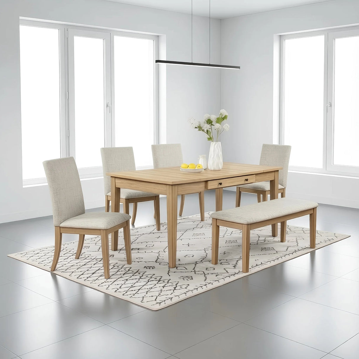 Natural Wood Dining Set with Extension | Tampa, Orlando & Fort Myers Store | $1,099
