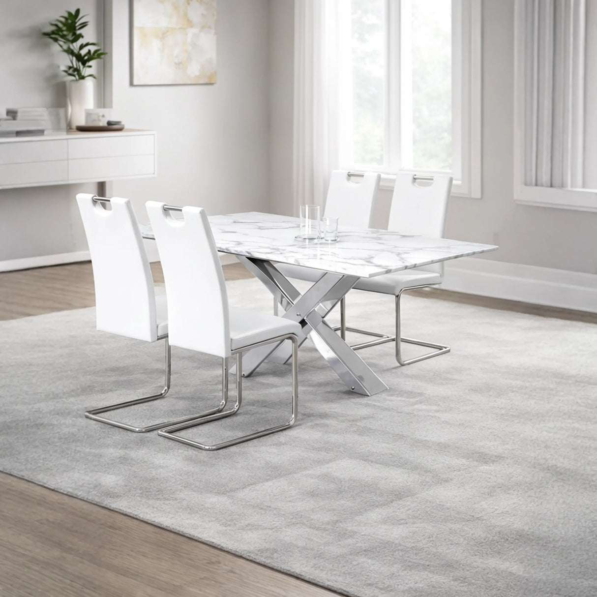 Modern White, Black & Silver Dining Set | Furniture Store in Tampa, Orlando & Fort Myers | $1,199
