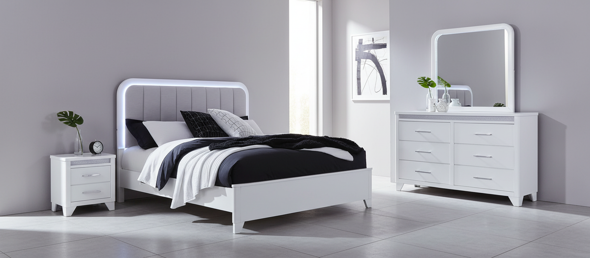 Jarlee Modern White Bedroom Set with LED Lighting | Tampa, Orlando & Fort Myers Store
