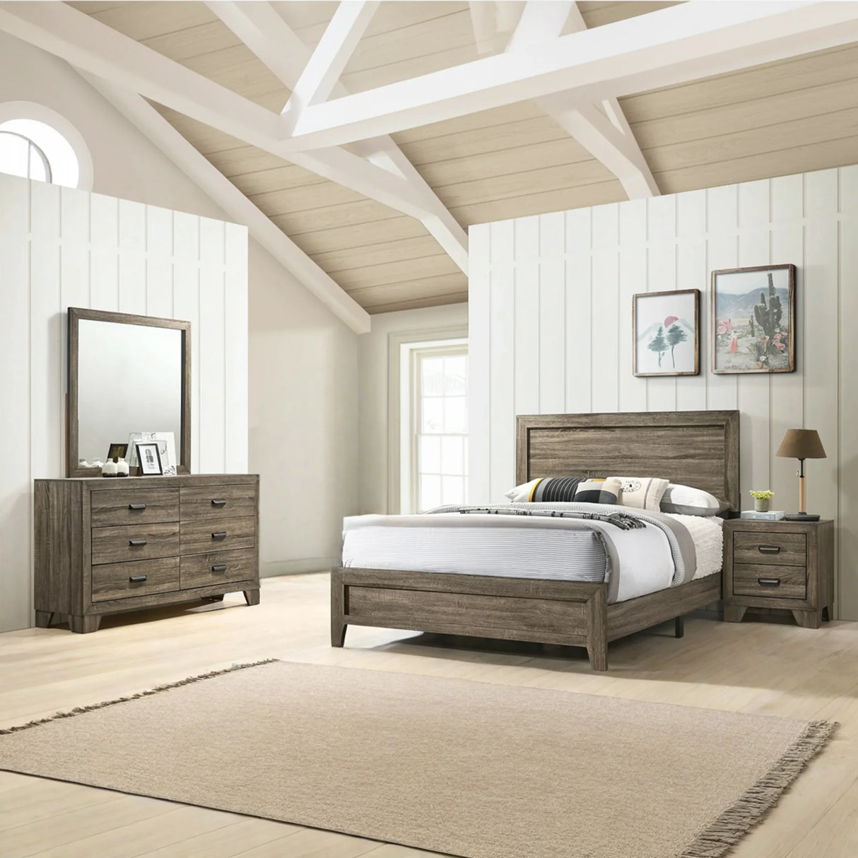 Millie Bedroom Set - Brown Cherry & Grey | Ocean Furniture Tampa