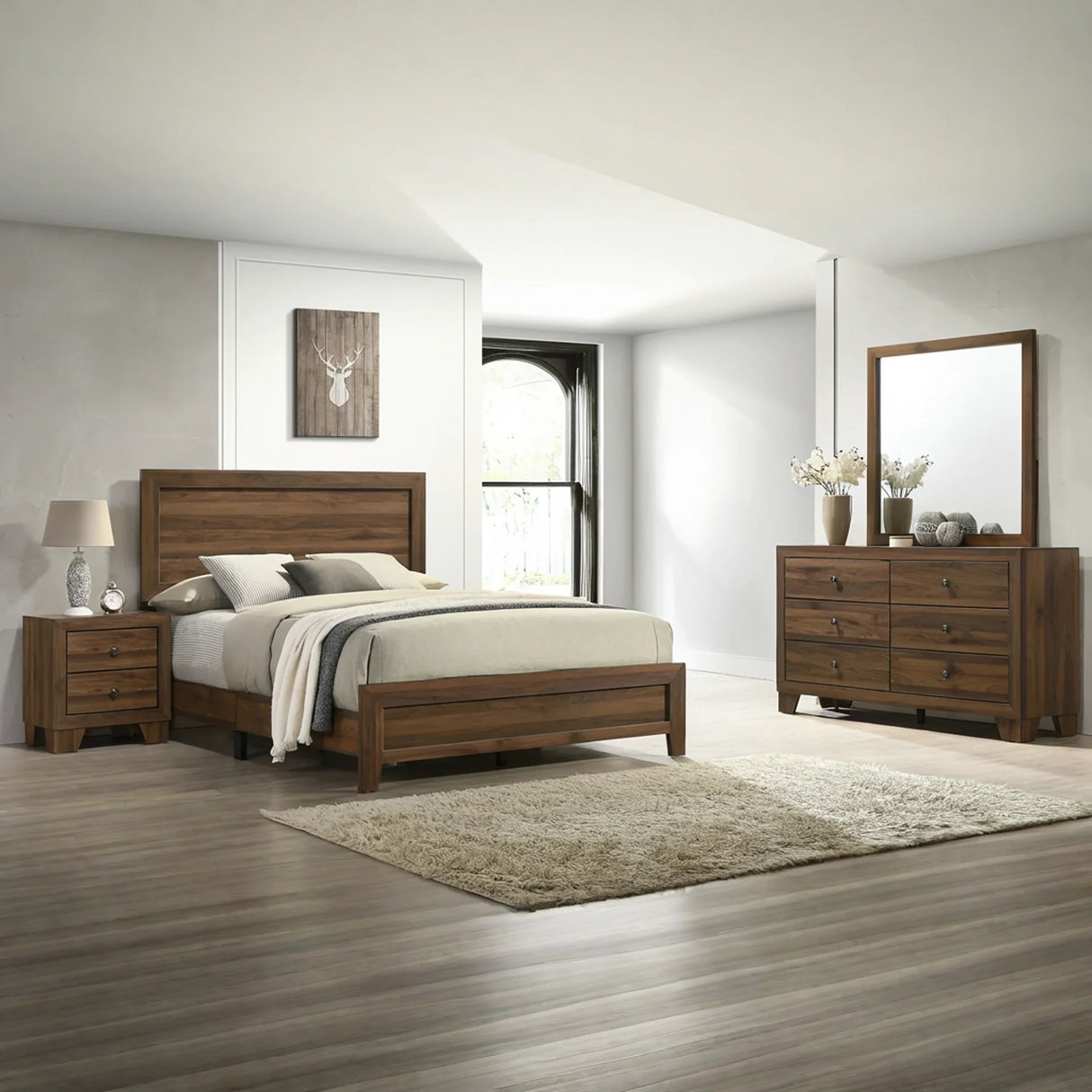 Millie Bedroom Set - Brown Cherry & Grey | Ocean Furniture Tampa