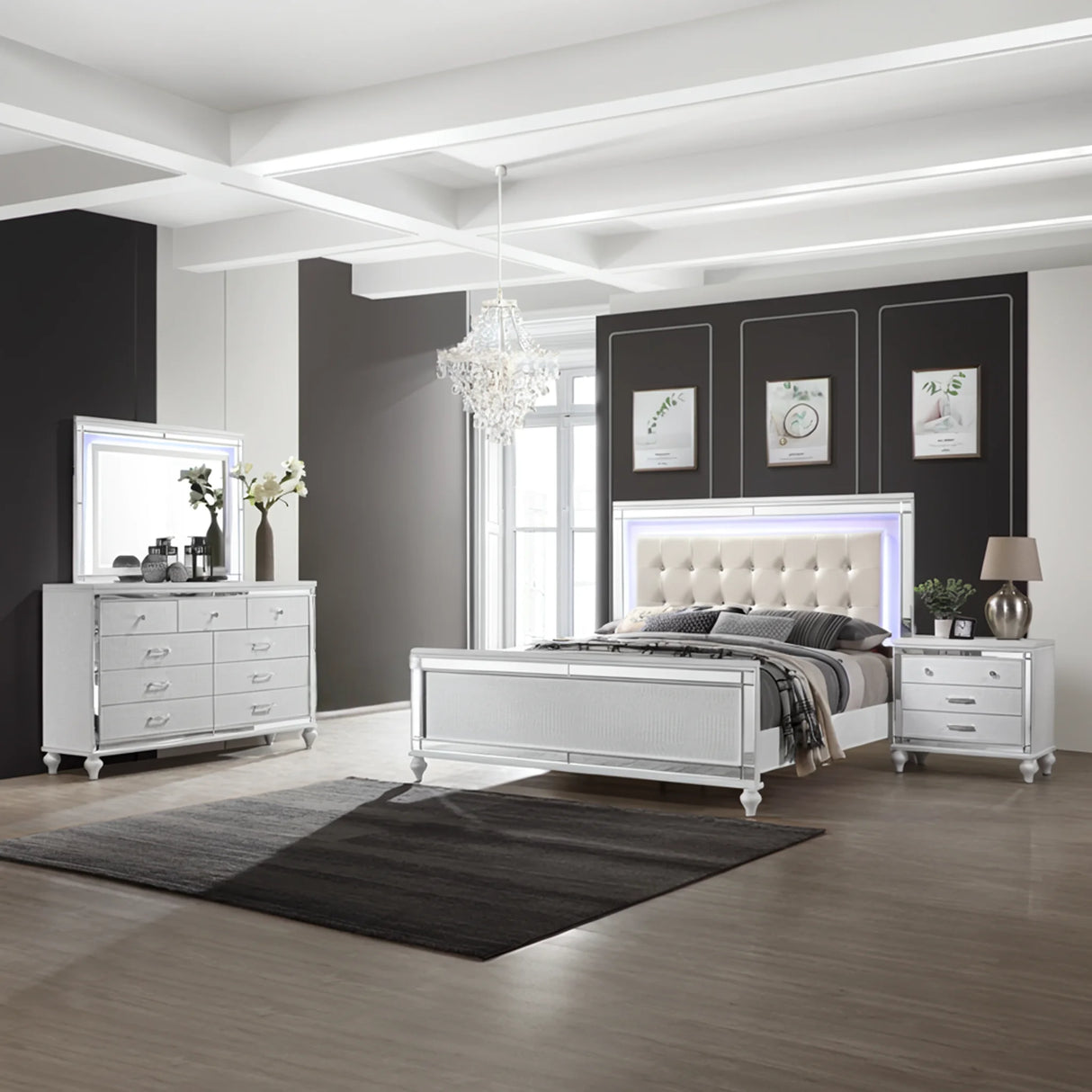 Valentino White & Silver Bedroom Set | Tampa, Orlando & Fort Myers Store