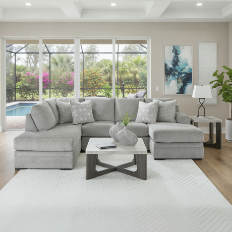 Seccional Casselbury Gris Moderno Orlando | Comprar Muebles con Financiamiento | Ocean Furniture