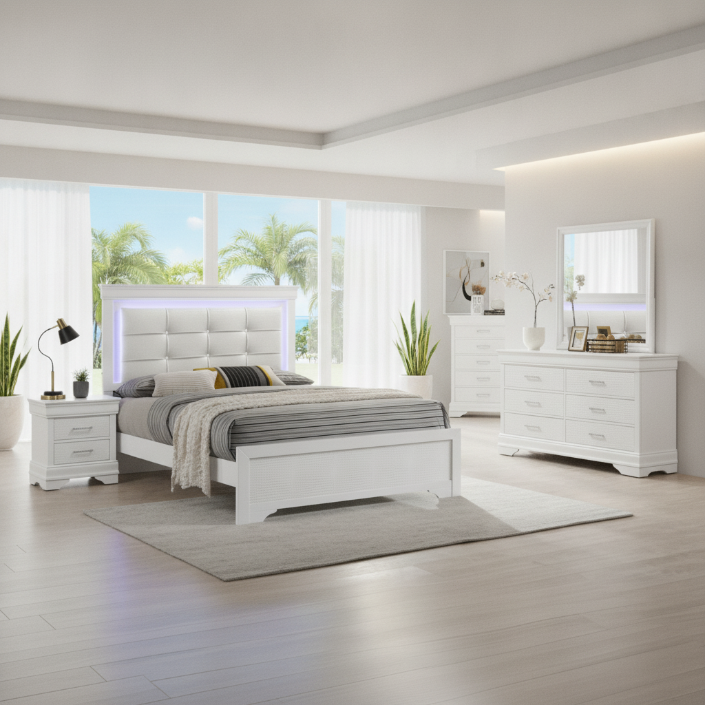 Perla 4-Piece Bedroom Set Tampa: Modern Style & Unbeatable Price at Ocean Furniture