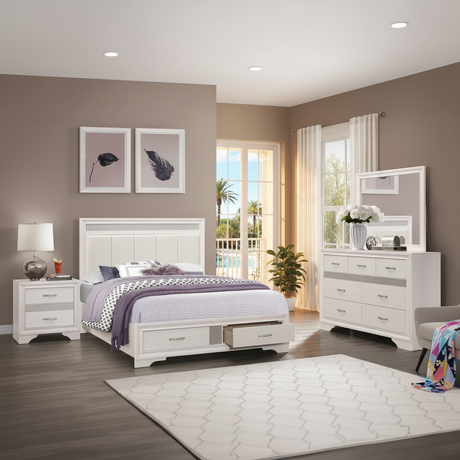 Juego de Dormitorio Luster White: Glamour Moderno en Orlando/Kissimmee | Ocean Furniture