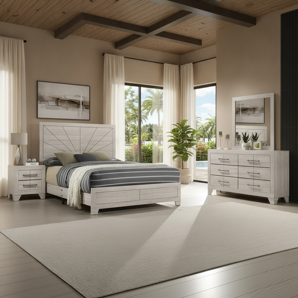 Lyla Queen Bedroom Set: Moderniza Tu Santuario en Orlando con Ocean Furniture