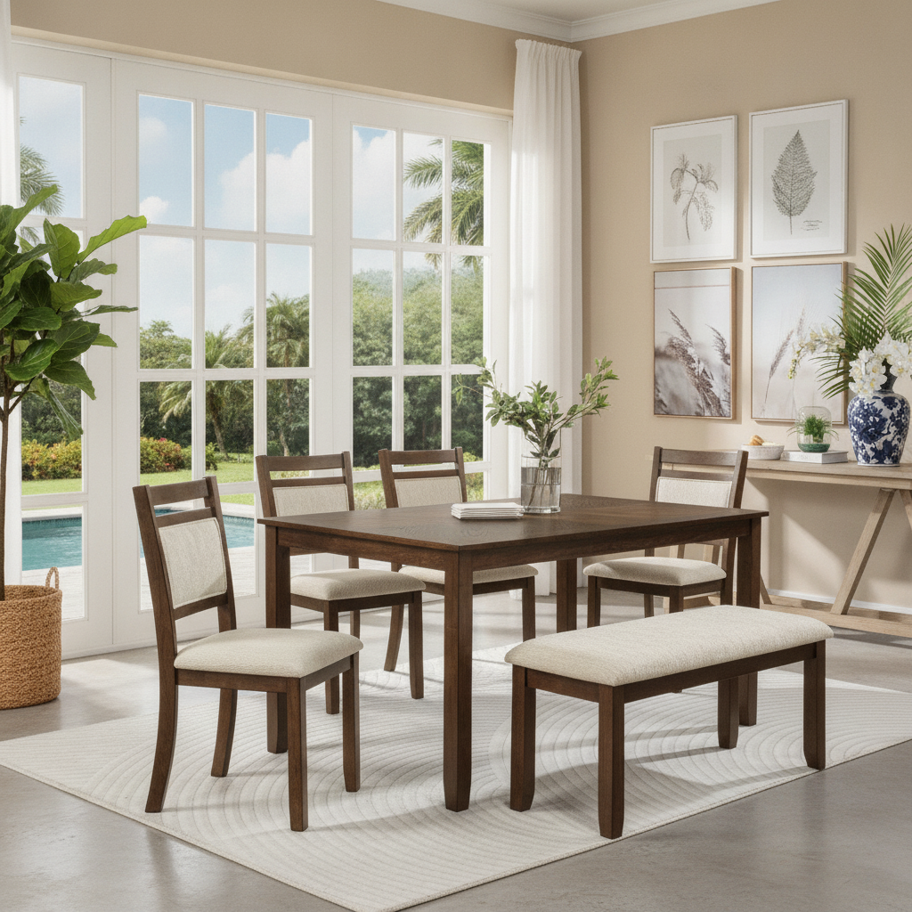 Avasa 6-Piece Wood Dining Set Fort Myers: Estilo, Durabilidad y Oferta en Ocean Furniture