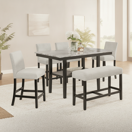 Comedor Marbel 6 Piezas Faux Mármol Tampa | Ocean Furniture