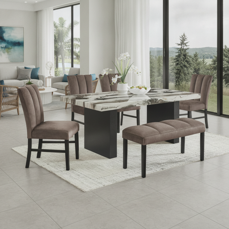 Vega 6-Piece Faux Marble Dining Set in Tampa | Ocean Furniture