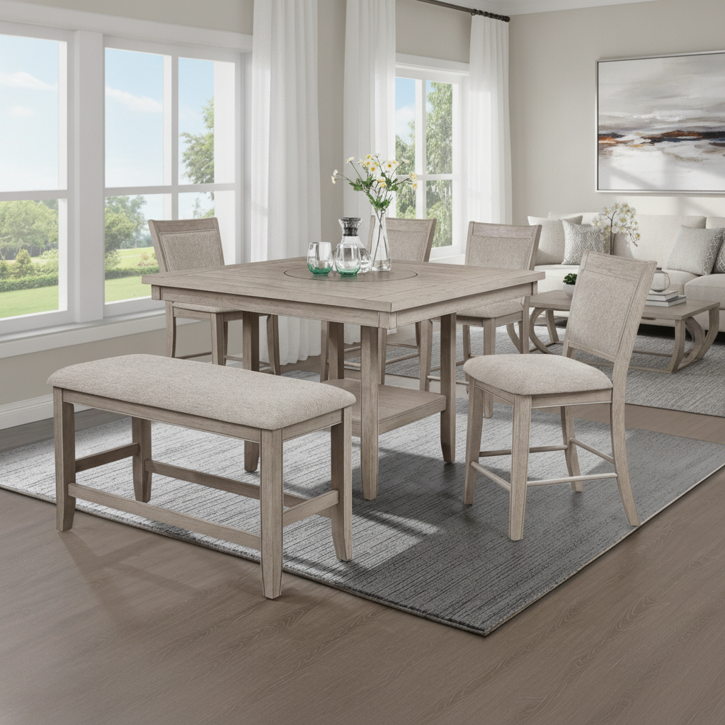 Fulton Marble Counter Height Set Tampa: Estilo, Confort y Financiación en Ocean Furniture