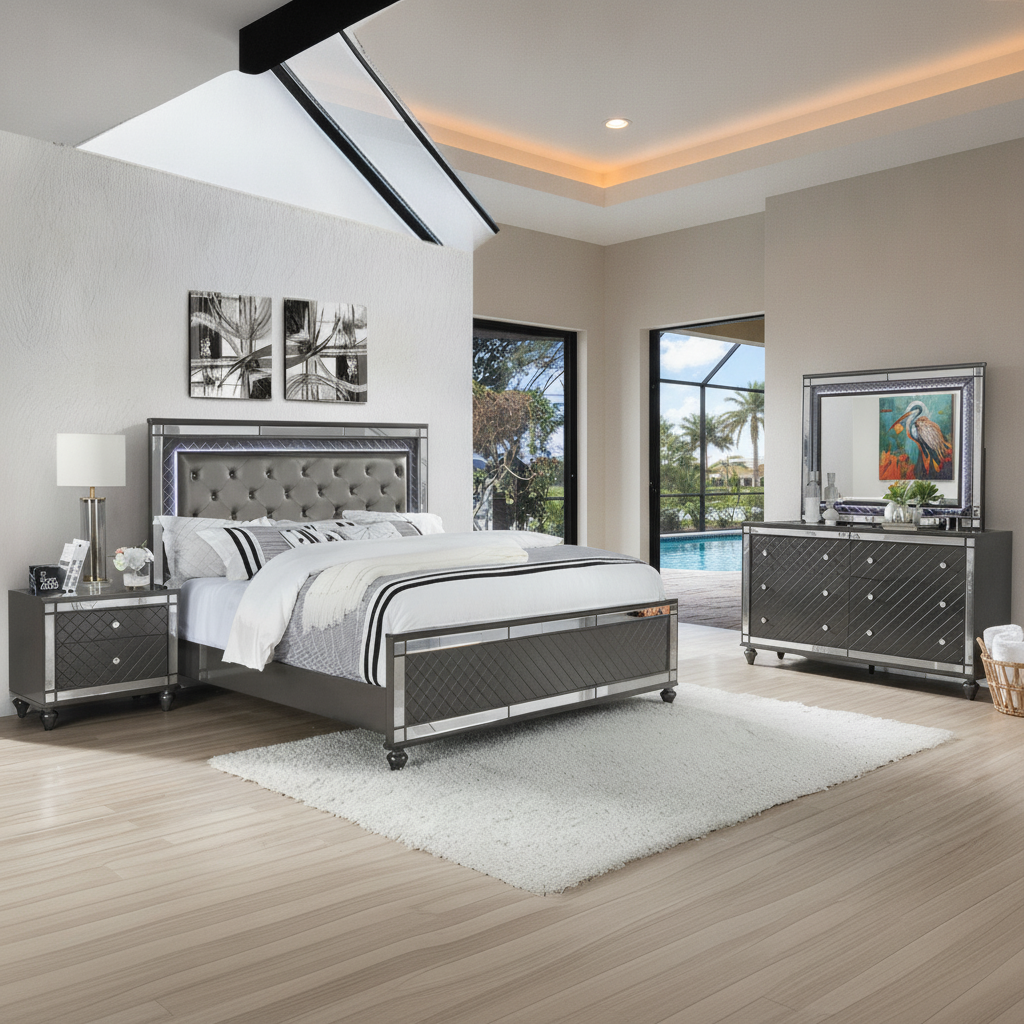 Refino 4-Piece Bedroom Set: Modern Florida Living in Orlando & Kissimmee