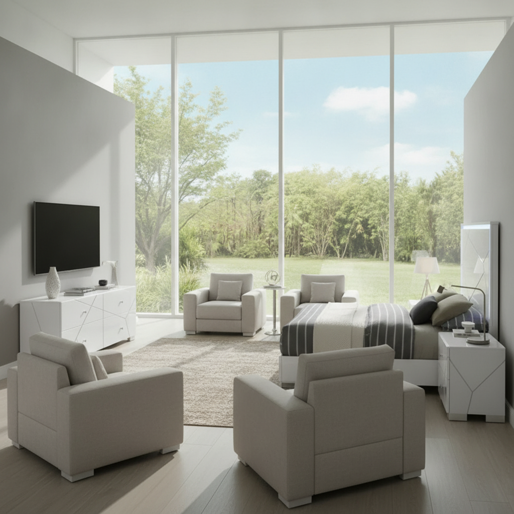 Ayla Modern White LED Bedroom Set Tampa | Ocean Furniture Florida