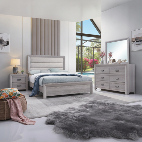 Juego de Dormitorio Adelaide Upholstered Driftwood Orlando | Oferta Ocean Furniture