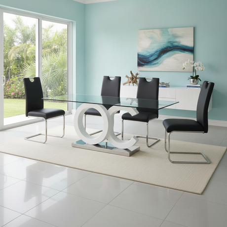 Brunella Modern Glass Dining Set Tampa | Ocean Furniture Florida