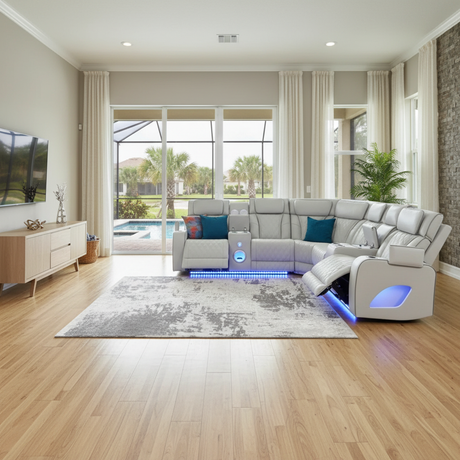 Fortuner Ice Power Reclining Sectional: Orlando's Modern Coastal Comfort