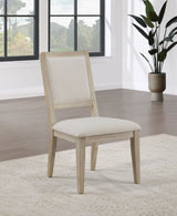 Trofello - Upholstered Dining Side Chair (Set Of 2) - White Washed And Beige