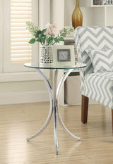 Eloise - Round Accent Table With Curved Legs - Chrome