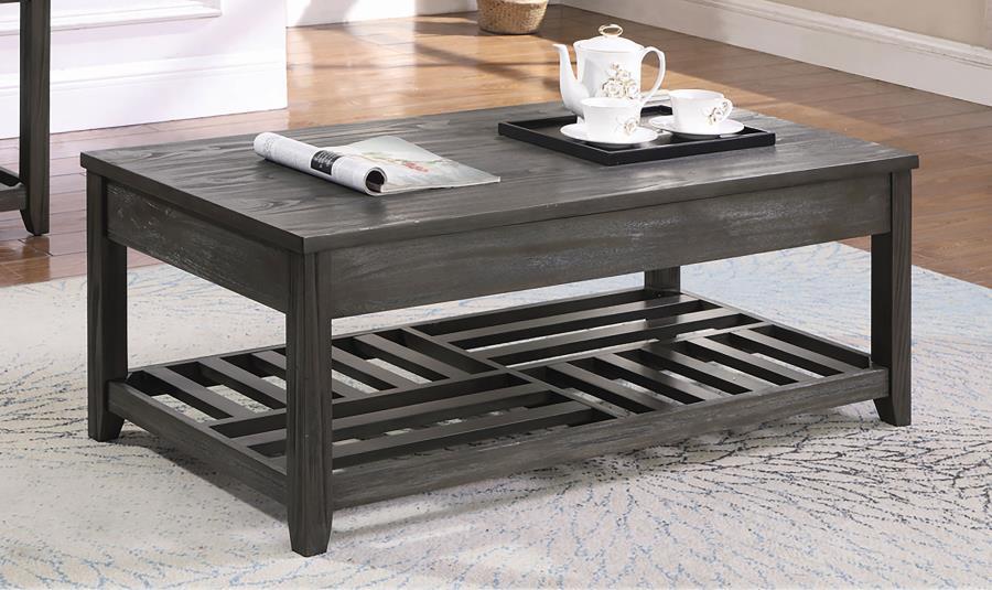 Cliffview - Lift Top Coffee Table With Storage - Cavities Gray