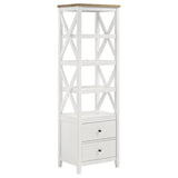 Angela - 4-Shelf Wooden Media Tower With Drawers - Brown And White