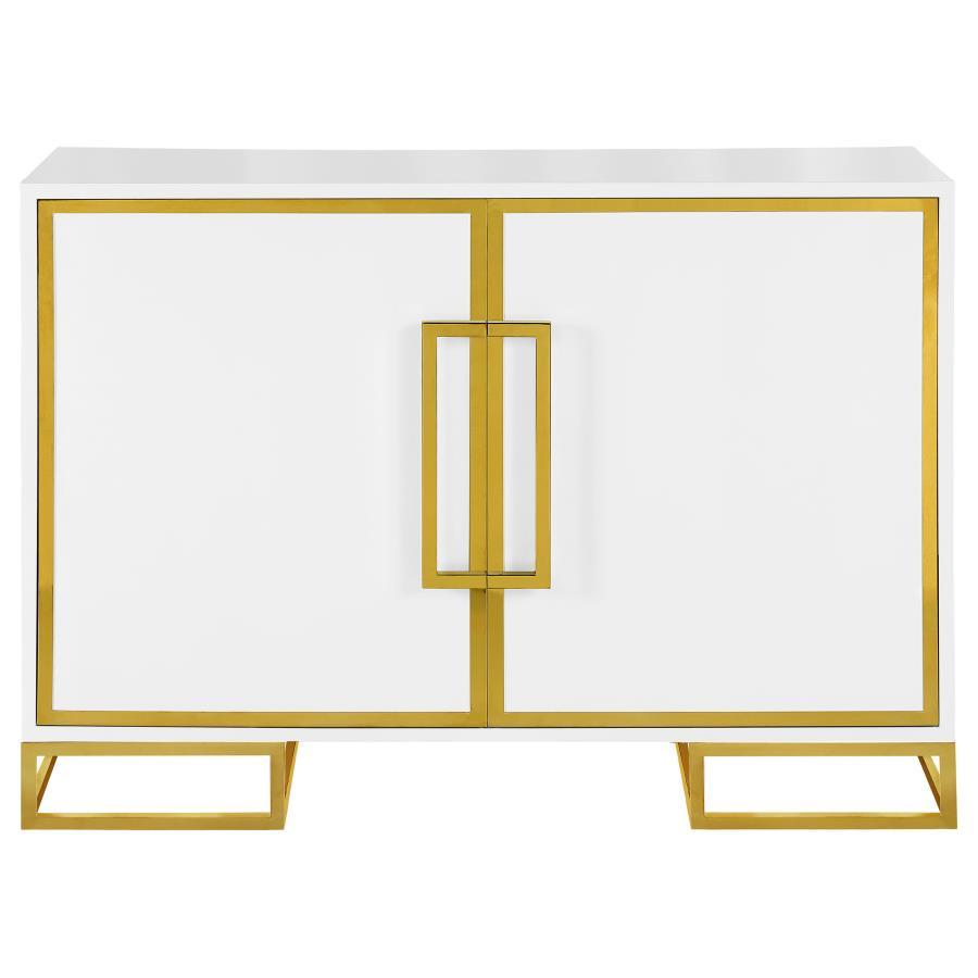 Elsa - 2-Door Accent Cabinet With Adjustable Shelves - White And Gold