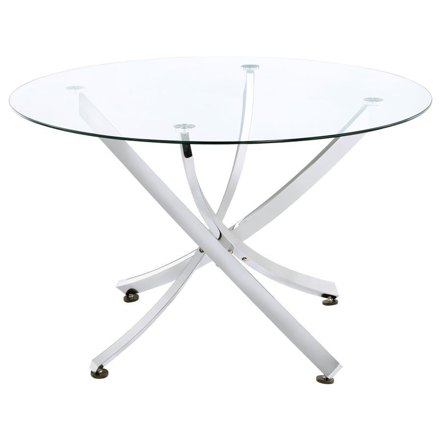 Beckham - 5 Piece Round Dining Set - Chrome And White