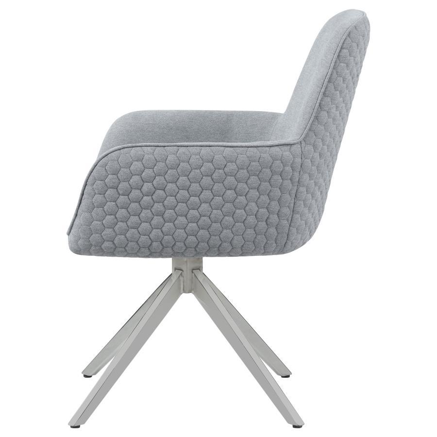 Abby - Flare Arm Side Chair - Light Gray And Chrome