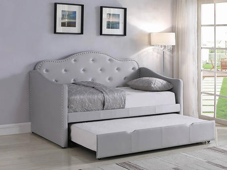 Elmore - Upholstered Twin Daybed With Trundle - Pearlescent Gray