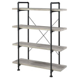 Delray - 4-Tier Open Shelving Bookcase - Gray Driftwood And Black