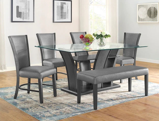 Camel 6-Piece Dining Set with Bench - Furniture Store