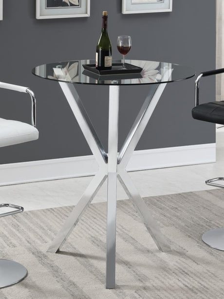 Denali - Round Glass Top Bar Table - Chrome