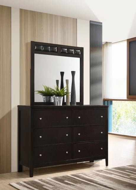 Carlton - 6-Drawer Rectangular Dresser With Mirror - Cappuccino