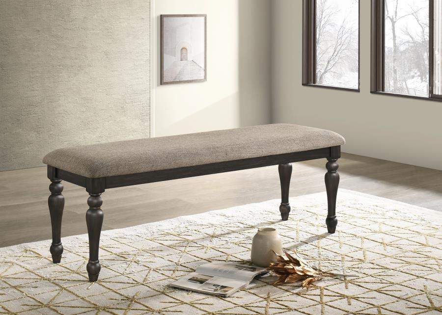 Bridget - Upholstered Dining Bench Stone And Sandthrough - Brown And Charcoal