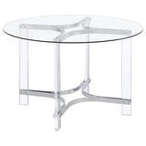 Adino - Round Glass Top Acrylic Dining Table - Chrome