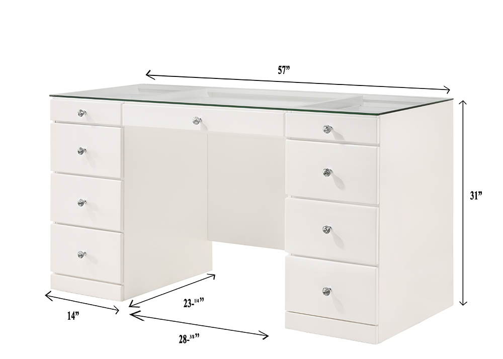 Avery - Vanity Desk With Glass Top