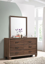 Brandon - 6-Drawer Dresser With Mirror - Medium Warm Brown