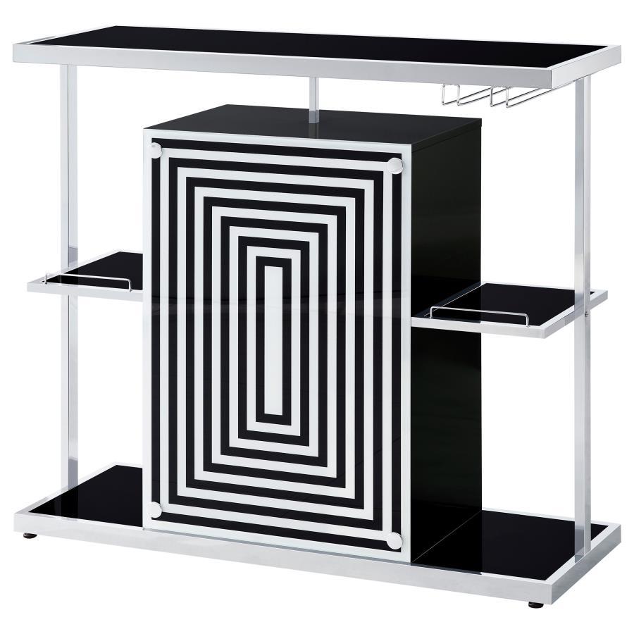 Zinnia - 2-Tier Bar Unit - Glossy Black And White