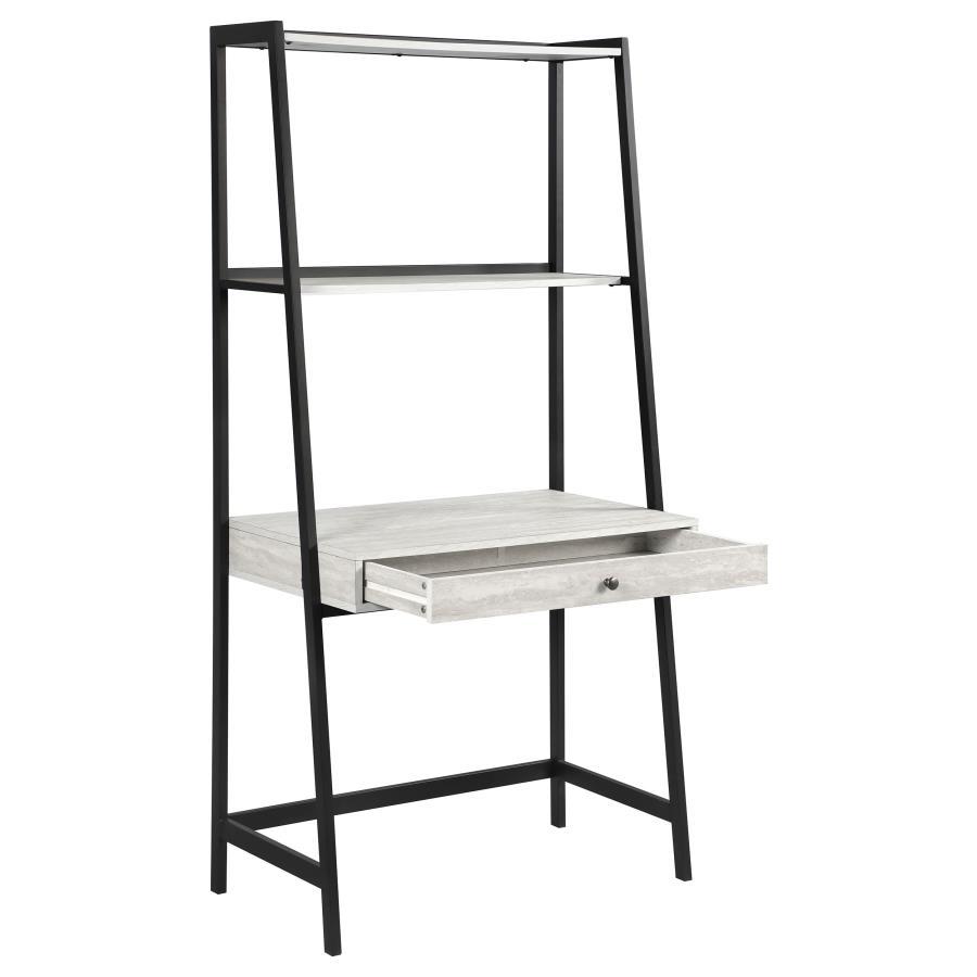 Pinckard - 1-Drawer Ladder Desk - Gray Stone And Black