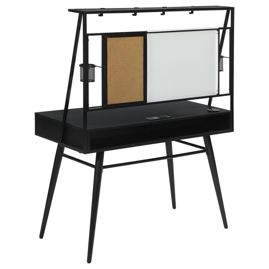 Jessie - Writing Desk With USB Ports - Black And Gunmetal