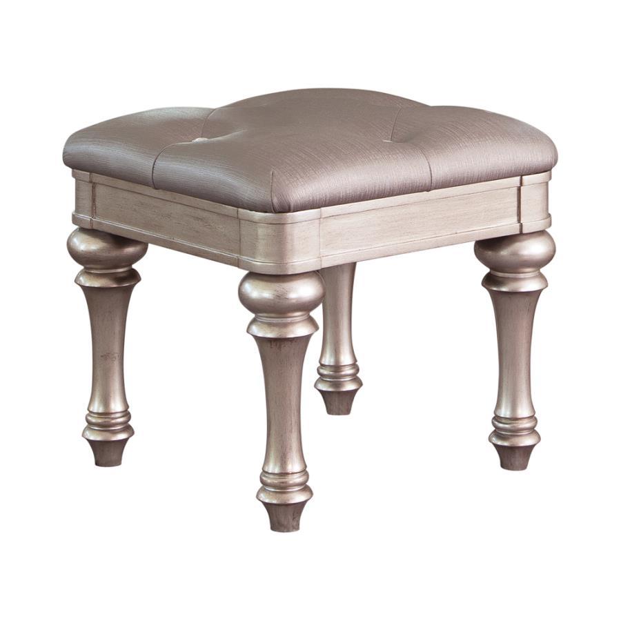 Bling Game - Upholstered Vanity Stool - Metallic Platinum