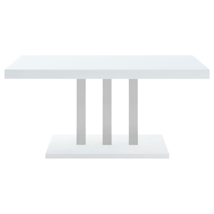 Brooklyn - Rectangular Dining Table - White High Gloss And Chrome