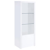 Jude - 3-Shelf Media Tower With Storage Cabinet - White High Gloss